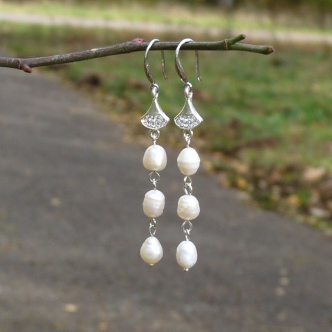 Náušnice - perly a třpyt náušnice elegantní romantické jemné třpyt dlouhé svatební něžné originál společenské štras třpytivé handmade říční perly nadčasové výběrové 