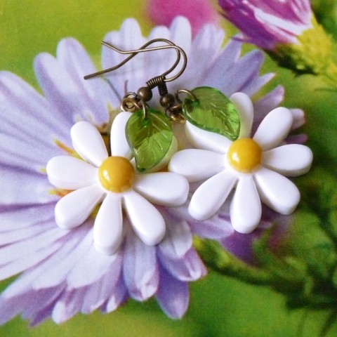 Náušnice - kopretiny náušnice dívčí heřmánek louka jaro kytičky romantické léto kopretina kopretiny sedmikráska luční kvítí sedmikrásky 