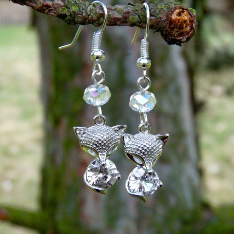 Náušnice - lištičky (Swarovski) dárek náušnice elegantní swarovski originál stříbrné hypoalergenní pozornost handmade chirurgická ocel liška lištička antialergické lišky bohémské lištičky 