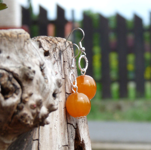 Náušnice - jantar s kroužky náušnice kuličky elegantní přírodní slunce meditace originál jantar velké slavnostní handmade pravý medové exkluzivní budha výběrové yoga jantarové baltský litevský 