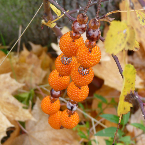 Náhrdelník - oranžáda náhrdelník podzim extravagantní řetízek pomeranč obšívání podzimní nepřehlédnutelný originál dlouhý handmade pomeranče orange ruční práce řetízkový obšívané kuličky dlouhatánský řádivý rozpustilý 