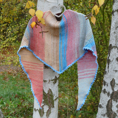 Pletený šátek - pramínky vody originální jarní bavlna pletený pletení háčkovaný šáteček krajka šátek podzimní originál bavlněný stylový ruční práce lehoučký neopakovatelný pramínky potůčky 