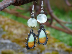 Náušnice - ledově modré (achát)