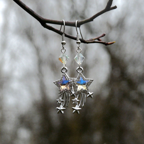 Náušnice - hvězdy na nebi (duhové) náušnice dívčí elegantní hvězda nebe hvězdy stříbrná originál noc kometa večerní večer galaxie duhová handmade hvězdička hvězdičky půlnoc atraktivní neokoukané 