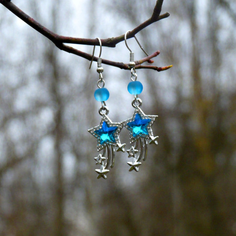Náušnice - hvězdy na nebi (modré) náušnice modrá dívčí elegantní hvězda nebe hvězdy stříbrná originál noc kometa večerní večer galaxie handmade hvězdička hvězdičky půlnoc atraktivní neokoukané 