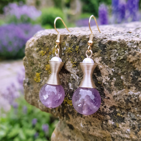Náušnice - pod ochranou ametystu originální náušnice levandule fialová přírodní romantické jemné šeřík ametyst něžné originál minerály handmade nadčasové 