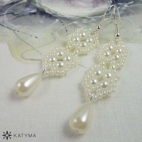 Náušnice perlové delší smetanové 2 šperk náušnice bílá svatba jemné bižuterie smetanová dámské decentní nevěsta 
