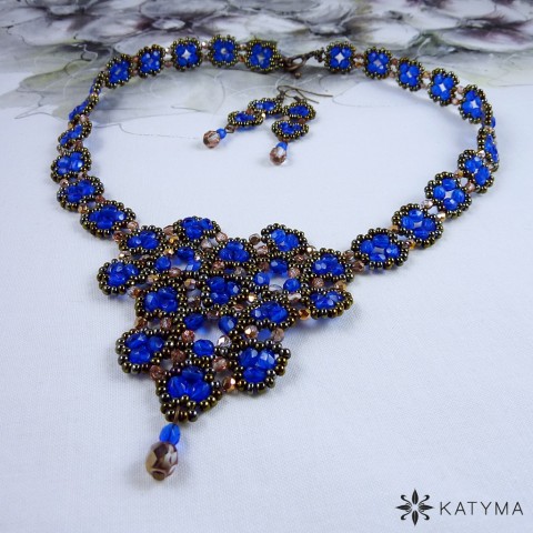 Souprava krajková královsky modrá náhrdelník náušnice modrá souprava dámská slavnostní královská 