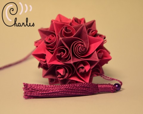 Kulička fialka origami kulička kusudama 