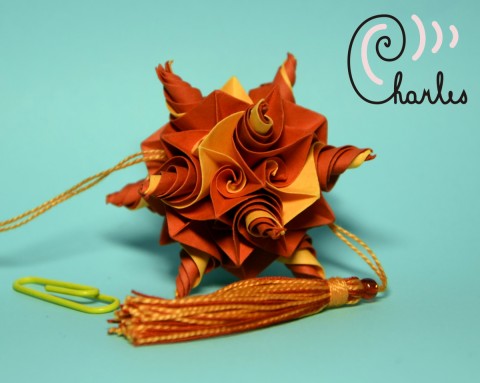 Bodlinka ohnivá origami kulička kusudama 