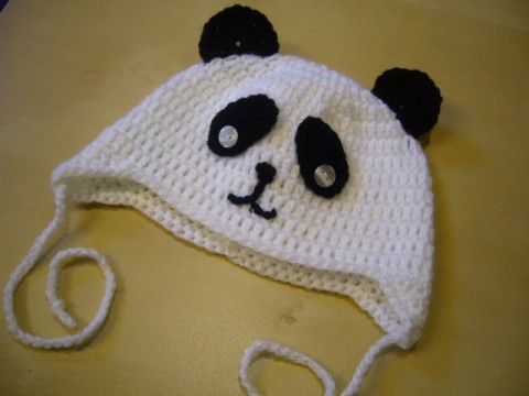Čepička  Panda čepice háčkovaná čepička medvídek zimní panda 