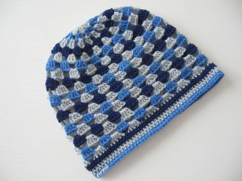 Čepička děti modrá jarní čepička šedá miminko háčkované lehká unisex crochet y baby beanie pro kluk 