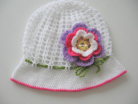 Letní klobouček děti jarní holčičí letní bílá kytička aplikace klobouček lehký vzdušný pro holkybarevná 