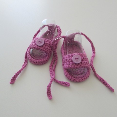 Sandálky děti fialová růžová holčička holčičí letní miminko léto háčkované růžovofialová holka vzdušné botičky handmade lehoučké capáčky sandálky 