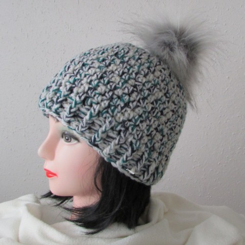 Čepice kulich zelená zima modrá čepice šedá zimní háčkované akryl hřejivé teplé čepka bambule handmade hučka winter pompom cap beanie 