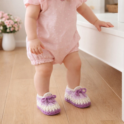 Botičky děti fialová růžová holčička holčičí bavlna miminko háčkované smetanová botičky celoroční handmade balerínky bačkůrky capáčky mimi 