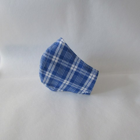 Ochranná rouška s kapsou na filtr modrá bavlna bílá kostky šité gumička ochrana šňůrka unisex kapsa kostkované rouška teens kapsa na filtr 