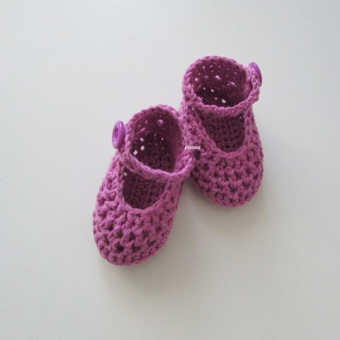 Letní botičky děti fialová holčička holčičí letní bavlna miminko léto háčkované botičky handmade balerínky capáčky 
