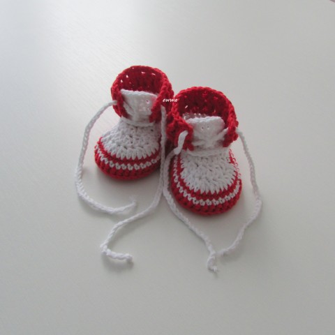 Tenisky červená děti holčička holčičí letní bavlna bílá miminko léto háčkované tenisky botičky handmade capáčky polyester 