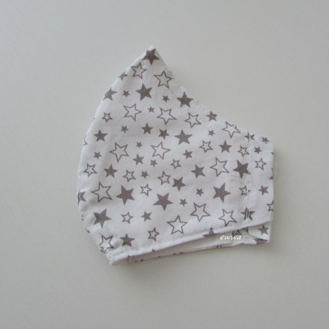 Dětská rouška děti bavlna bílá šedá šité dětská hvězdičky gumičky rouška ústenka atemschutz za uši 