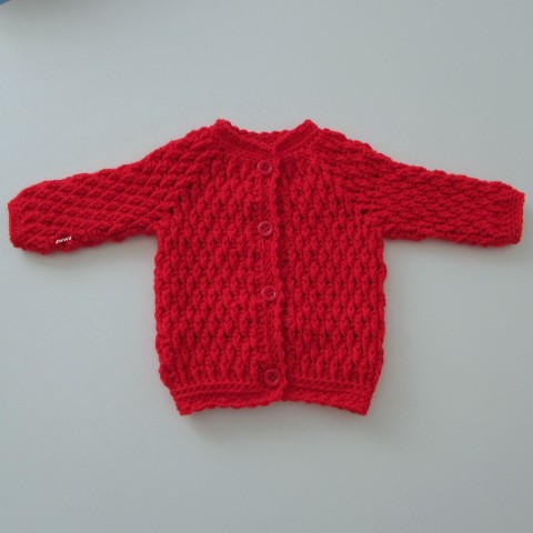 Svetřík červená děti holčička holčičí svetr miminko háčkované svetřík kabátek batole celoroční handmade 