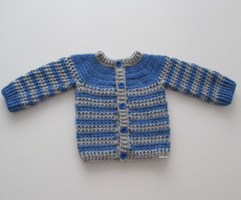 Svetřík děti modrá háčkovaný šedá svetr svetřík handmade 