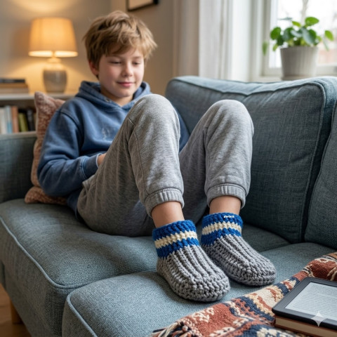 Bačkory, ťapky (20- 23cm) modrá papuče šedá háčkované hřejivé smetanová pružné teplé unisex domácí celoroční bačkory pro ženy obuv ťapky 