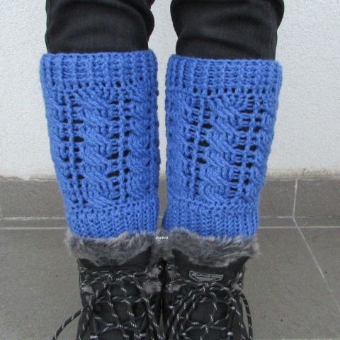 Návleky na nohy modrá háčkované akryl návleky dámské handmade pro ženy na nohy 