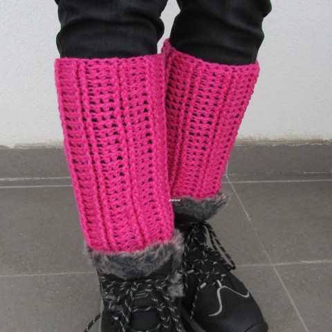 Návleky na nohy růžová háčkované akryl návleky dámské handmade pro ženy na nohy 