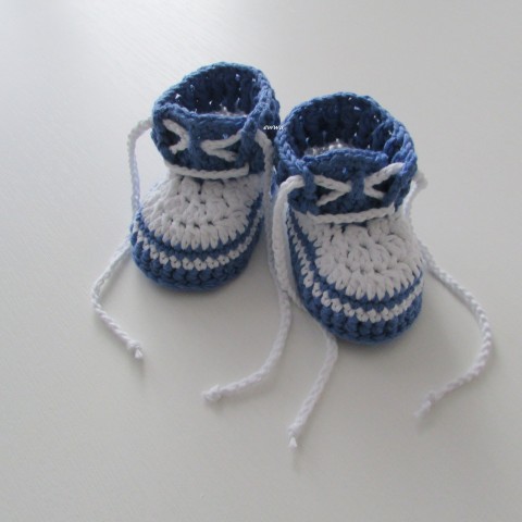 Tenisky děti modrá letní bavlna bílá klučičí miminko léto háčkované kluk tenisky botičky handmade capáčky kecky polyester 