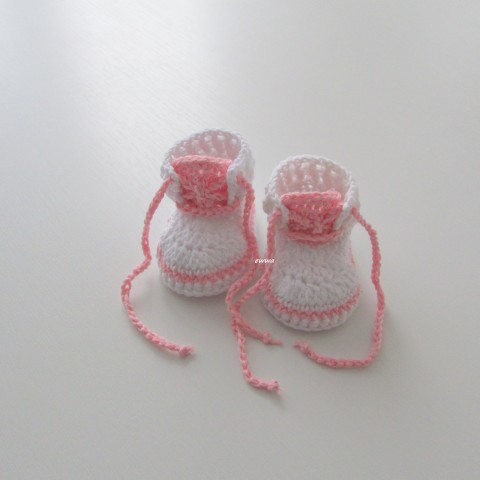 Tenisky děti růžová letní bavlna bílá miminko léto háčkované tenisky botičky handmade capáčky kecky polyester 
