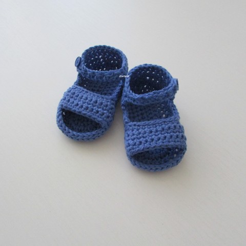 Sandálky děti modrá letní klučičí miminko léto háčkované vzdušné kluk botičky handmade lehoučké capáčky džínová sandálky 