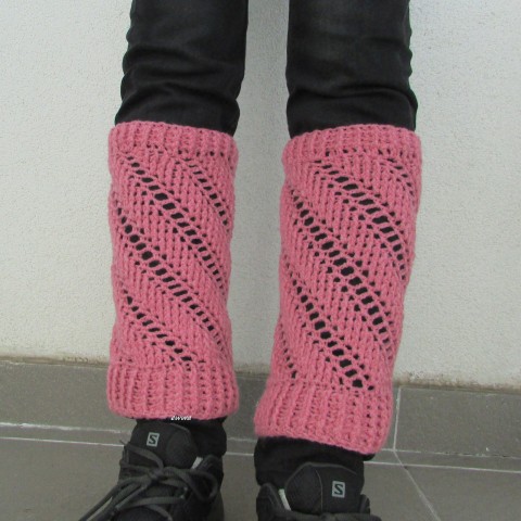 Návleky na nohy růžová háčkované akryl návleky dámské handmade pro ženy štulpny na nohy 