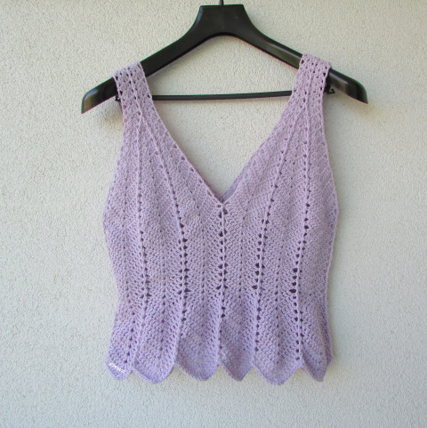 Háčkovaný dámský top letní bavlna ženy levandulová top léto háčkované akryl tílko fialková dámské crochet 