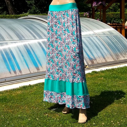 MAXI SUKNĚ sukýnka květovaná letní maxi sukně dámská dlouhá 