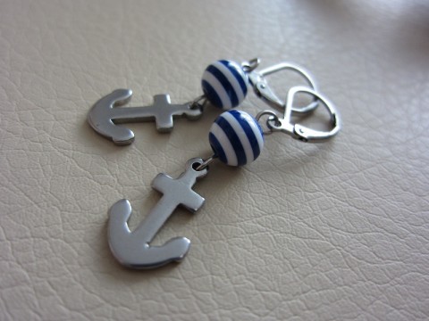 náušnice Sailor ... náušnice modrá bílá kotva pruhované námořní sailor 