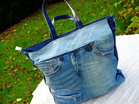 Džínová kabelka-taška kabelka taška riflová boro styl 