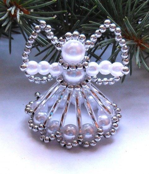 Vánoční andílek stříbrný 4 dekorace vánoce anděl andílek andělíček 