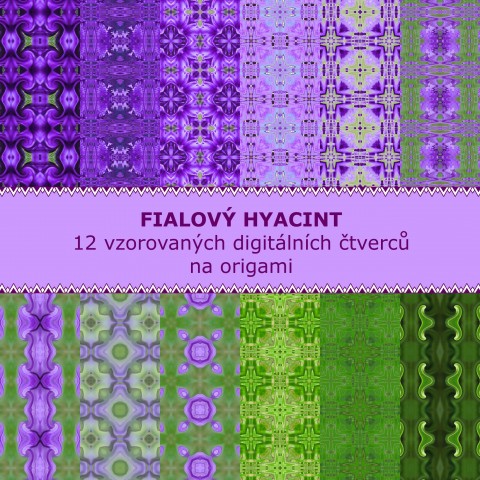 12 origami papírů papír origami fialová tisk koláž vzory cardmaking scrapbooking vzorovaný papírové skládání digitální vzor 