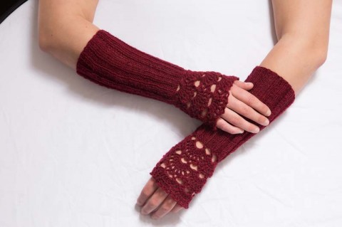 Návleky na ruky bordó 140308 originál návleky handmade pletená móda 