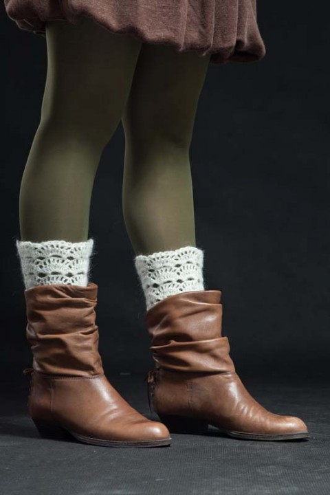 Návleky na nohy bílé 140307 originál návleky handmade pletená móda 