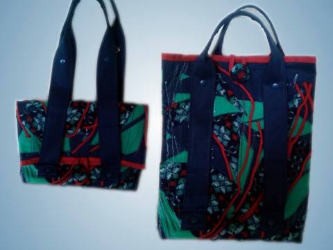 Taška modrá NorBLDi kabelka originální taška úplet aplikace handmade rozkládací pletená móda šňůry 