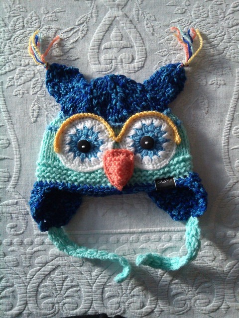 čepka sova 151112 dárek zábava zima barevná pestrá dítě sova sovička dětská holka kluk čepka ušanka handmade hučka owl ruční pletení 