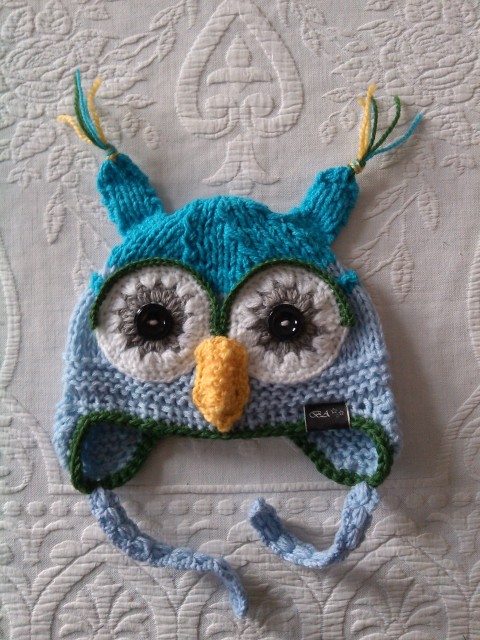 čepka sova 151113 dárek zábava barevná pestrá dítě sova sovička dětská holka kluk originál čepka ušanka handmade hučka owl ručně pletená 