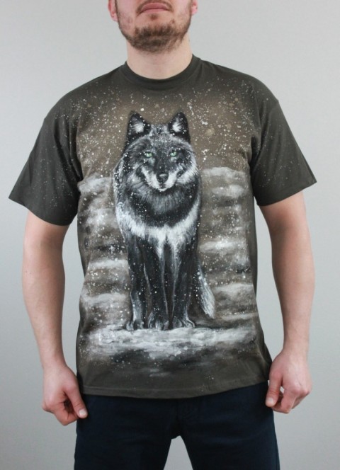 Black wolf, vel. XL zvíře sníh zima pes vlk příroda pohádka tričko vlčí šelma indián indiánské nebezpečí červená karkulka drápy vlkodlak totem pro chlapy do přírody na tramp 