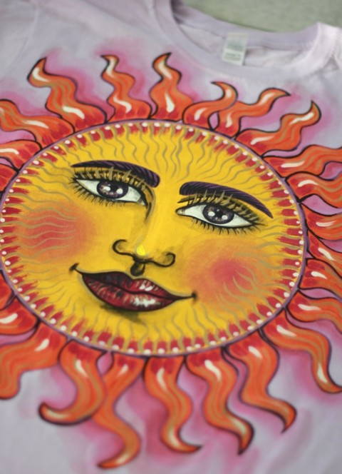 Sunny mandala, na objednávku kruh ornament příroda nebe slunce sluníčko tričko kolo mandala paprsky sluníčkové tvář obliček 