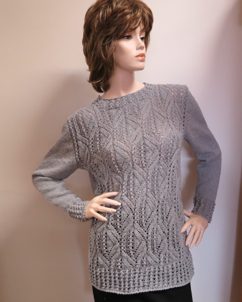 stříbrošedá elegance tunika pletený svetr dámský 