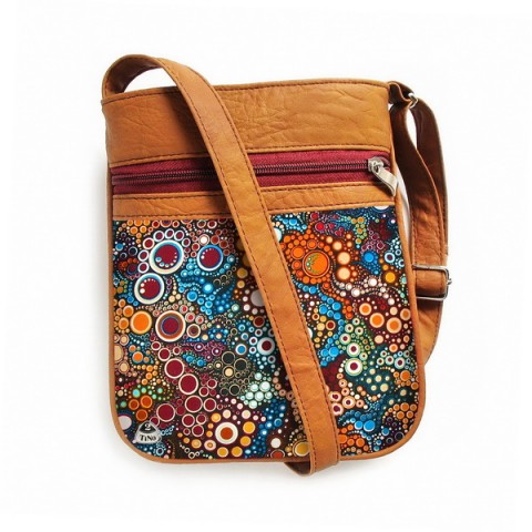 Kabelka Jenny No.57 kabelka barevná vintage šitá satén zip bublinky máky popruh crossbody 