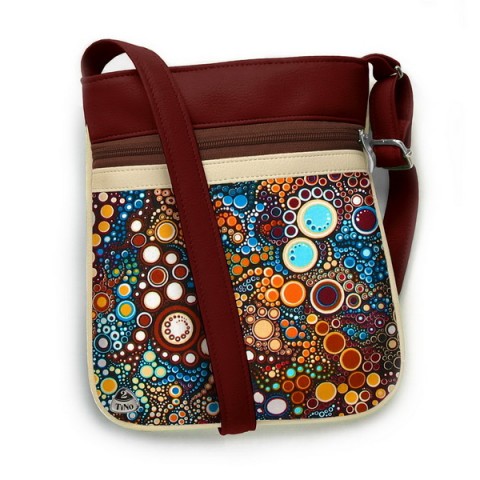 Kabelka Jenny No.58 kabelka barevná vintage šitá satén zip bublinky máky popruh crossbody 