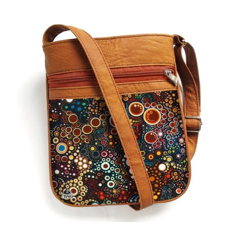 Kabelka Jenny No.71 kabelka barevná vintage šitá satén zip bublinky máky popruh crossbody 